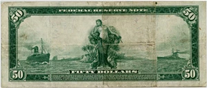 image for: FR. 1060 1914 Blue Seal $50 FRN Kansas City PMG Very Fine 25