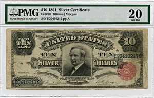 image for: FR. 299 1891 $10 Silver Cert PMG Very Fine 20