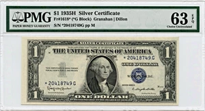 image for: FR. 1618* 1935H $1 Silver Cert PMG Choice Unc 63 EPQ