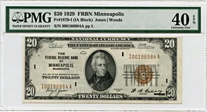 image for: FR. 1870I 1929 $20 FRBN Minneapolis PMG Choice Extremely Fine 40 EPQ