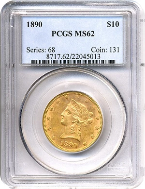 image for: 1890 $10 PCGS MS62