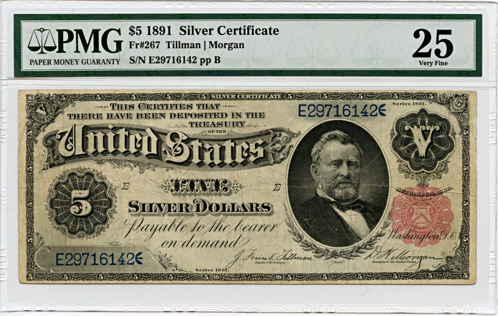 image for: FR. 267 1891 $5 Silver Cert PMG Very Fine 25