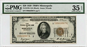 image for: FR. 1870I 1929 $20 FRBN Minneapolis PMG Very Fine 35 EPQ