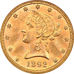 image for: 1892 $10 NGC MS63