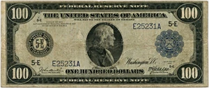 image for: FR. 1100 1914 Blue Seal $100 FRN Richmond PMG Very Fine 20