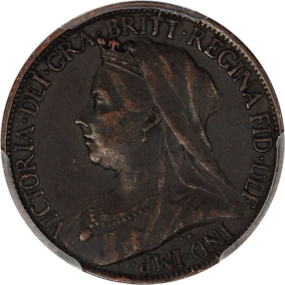 image for: Great Britain: 1899 1/4 D PCGS AU50 (S-3964, Blackened Finish, KM #788.2)