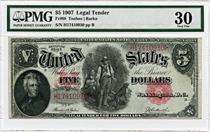 image for: FR. 88 1907 $5 Legal Tender PMG Very Fine 30