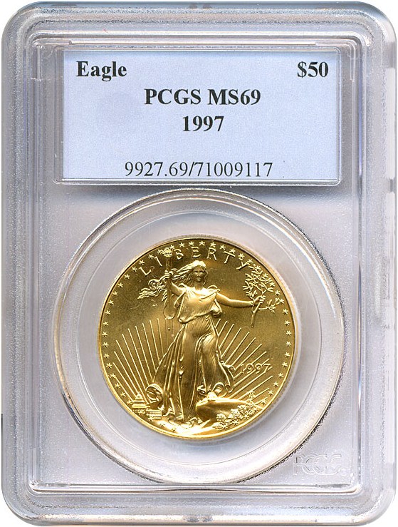 image for: 1997 $50 Gold Eagle PCGS MS69 