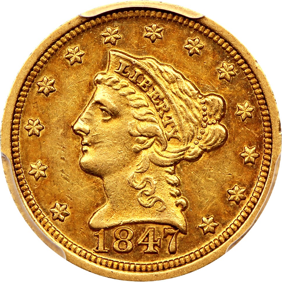 image for: 1847-D $2 1/2 PCGS/CAC AU55