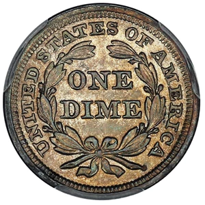 image for: 1855 10c PCGS UNC Details (Arrows, Cleaned)