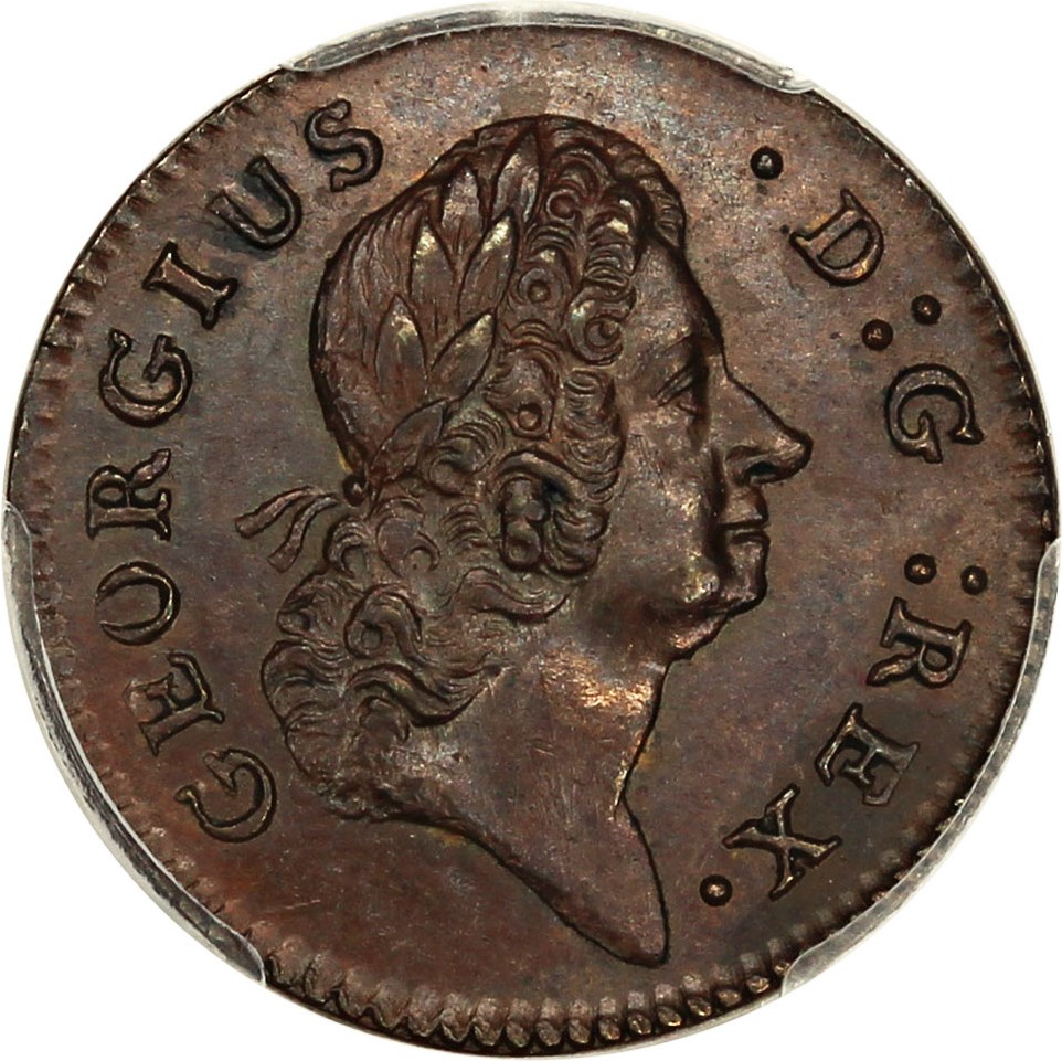 image for: 1723 Hibernia Farthing PCGS MS63 BN (D:G:REX)