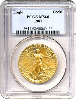 image for: 1987 $50 Gold Eagle PCGS MS68