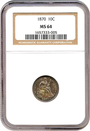 image for: 1870 10c NGC MS64