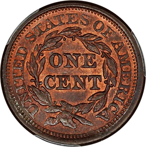 image for: 1856 1c PCGS/CAC MS64 RB (Slanted 5)