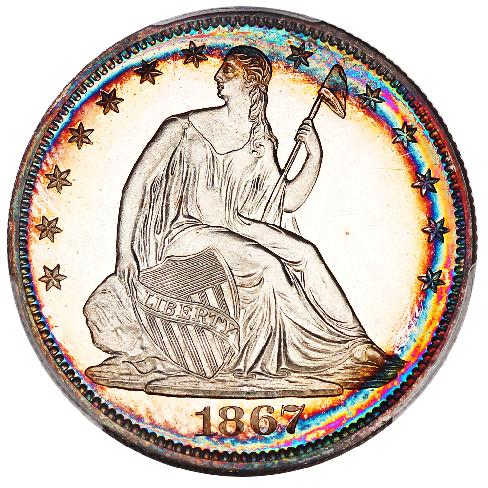 image for: 1867 50c PCGS/CAC Proof 66 CAM ex: Green-Newman  ex: Perfection Collection