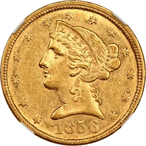 image for: 1856-C $5 NGC AU58