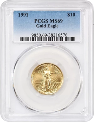 image for: 1991 Gold Eagle $10 PCGS MS69