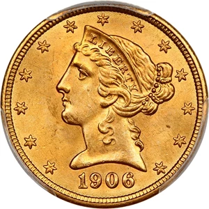 image for: 1906 $5 PCGS/CAC MS65+