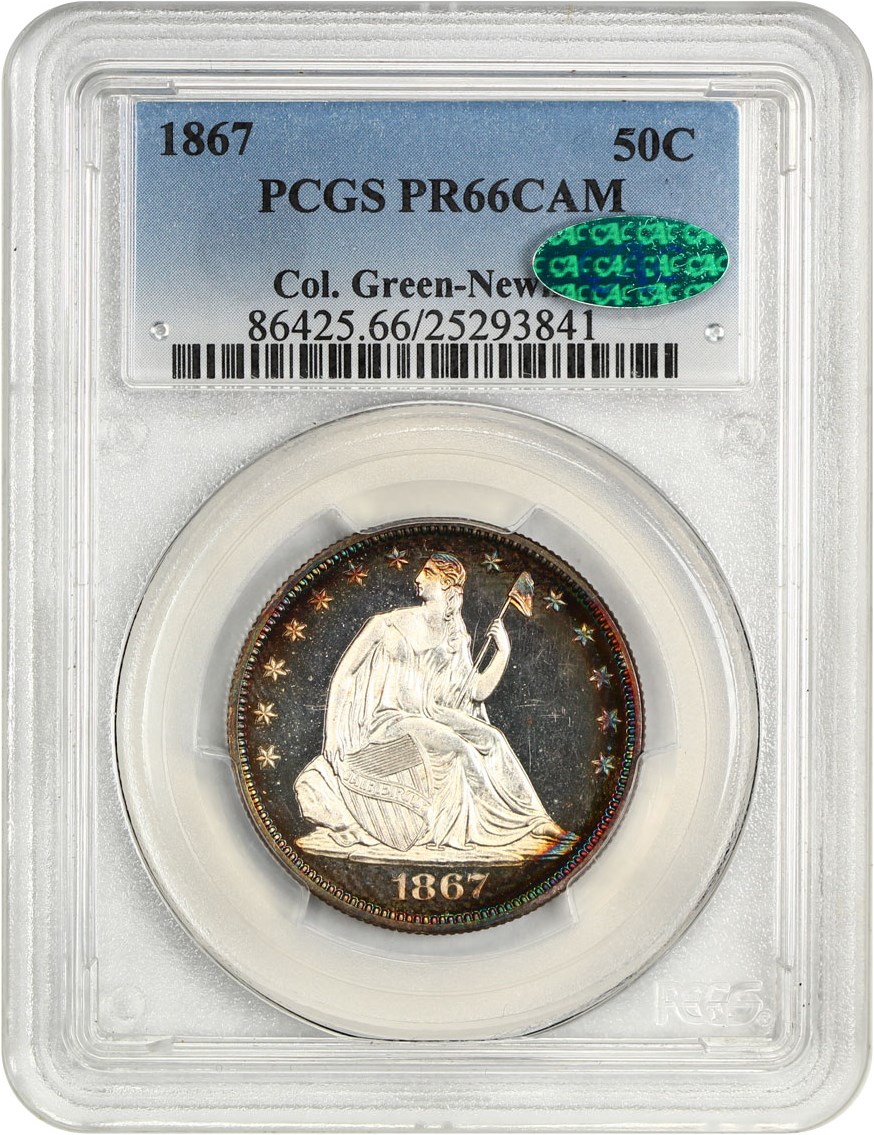 image for: 1867 50c PCGS/CAC Proof 66 CAM ex: Green-Newman  ex: Perfection Collection