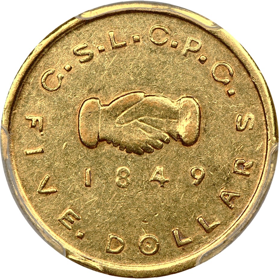 image for: 1849 Mormon $5 PCGS AU58 ex: D.L. Hansen Collection 