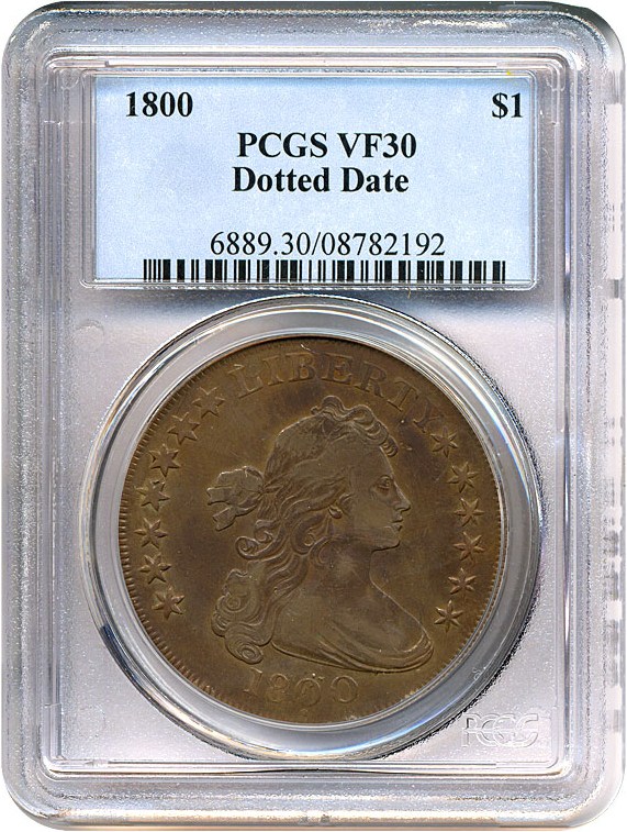image for: 1800 $1 Dotted Date PCGS VF30