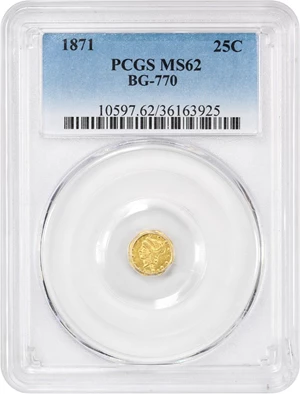 image for: 1871 Cal. Gold 25c PCGS MS62 (BG-770)
