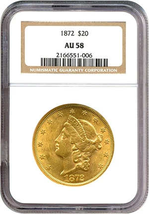 image for: 1872 $20 NGC AU58