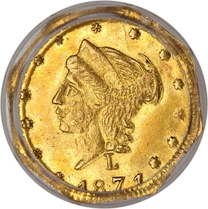 image for: 1871 Cal. Gold 25c PCGS MS62 (BG-770)
