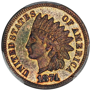 image for: Minor Variety: 1874 1c PCGS/CAC Proof 64 RB (RPD)