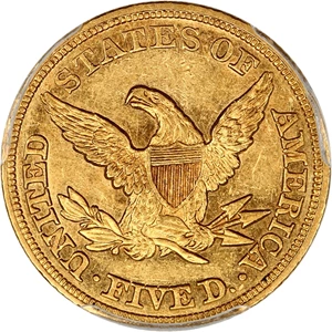 image for: 1846 $5 PCGS/CAC AU58 (Small Date)