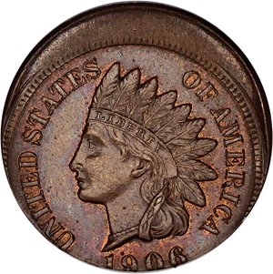 image for: Mint Error: 1906 1c NGC MS63 BN (Struck 10% Off Center, Eagle Eye Photo Seal)