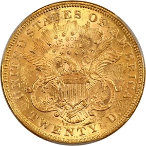 image for: 1872 $20 PCGS MS60