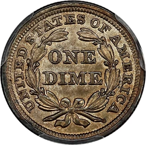 image for: 1855 10c PCGS UNC Details (Arrows, Cleaned)