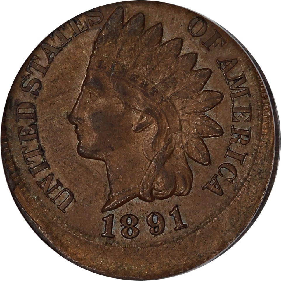 image for: Mint Error: 1891 1c PCGS MS64 BN (Struck 10% Off Center, Eagle Eye Photo Seal)