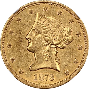 image for: 1873-S $10 NGC AU Details (Rev Graffiti)