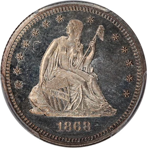 image for: 1868 25c PCGS/CAC Proof 64 CAM