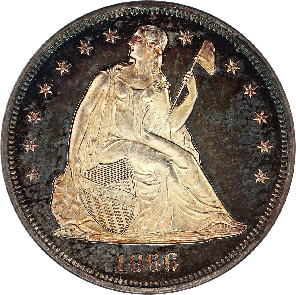 image for: 1866 $1 PCGS/CAC Proof 64 CAM (Motto)