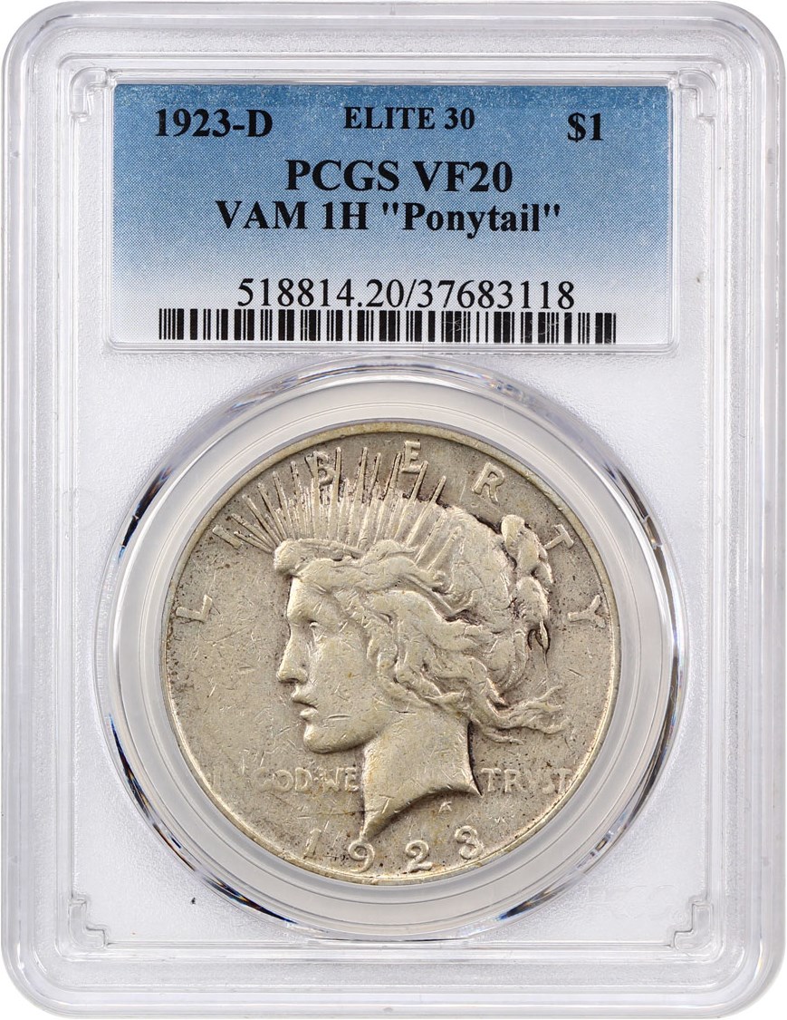 image for: 1923-D $1 PCGS VF20 (VAM-H Ponytail)