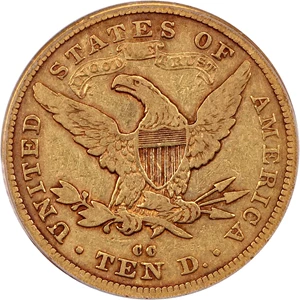 image for: 1880-CC $10 PCGS/CAC F15