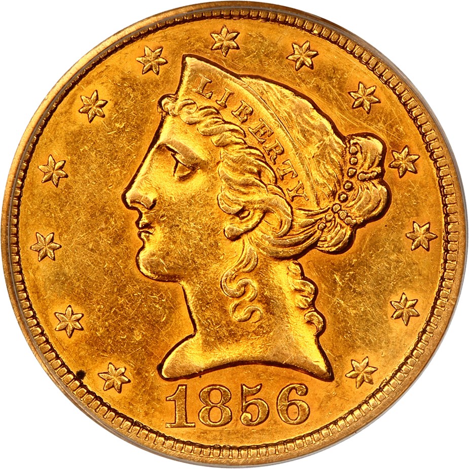 image for: 1856-S $5 PCGS AU53