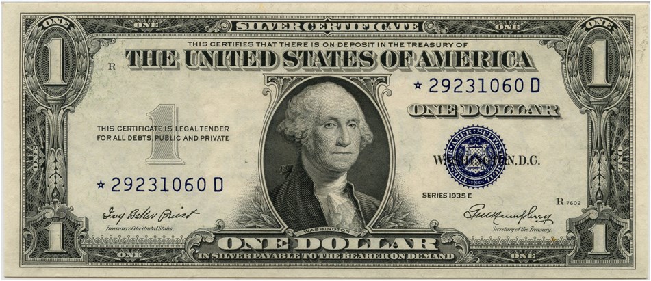 image for: FR. 1614* 1935E $1 Silver Certificate PMG Gem Unc 66 EPQ