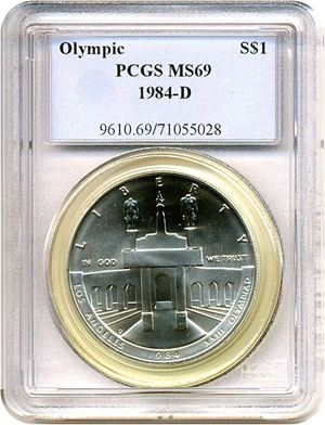 image for: 1984-D $1 Olympic PCGS MS69