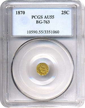 image for: Cal Gold: 1870 25c PCGS AU55 (BG-763)