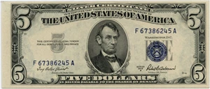 image for: FR. 1656 1953A $5 Silver Certificate PMG Choice Unc 64 EPQ