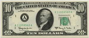 image for: FR. 2017-A 1963A $10 Federal Reserve Note Boston PMG Gem Unc 65 EPQ (Embossing)