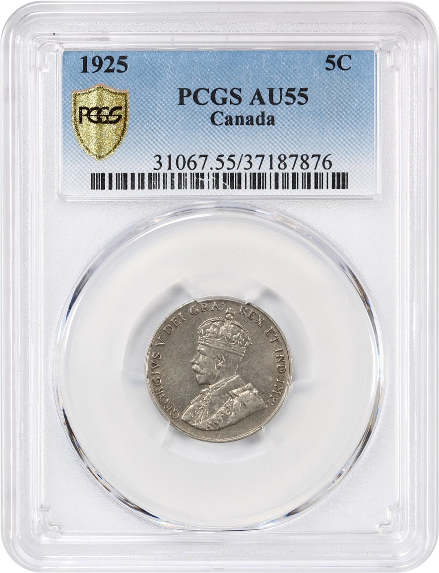 image for: Canada: 1925 5C PCGS AU55