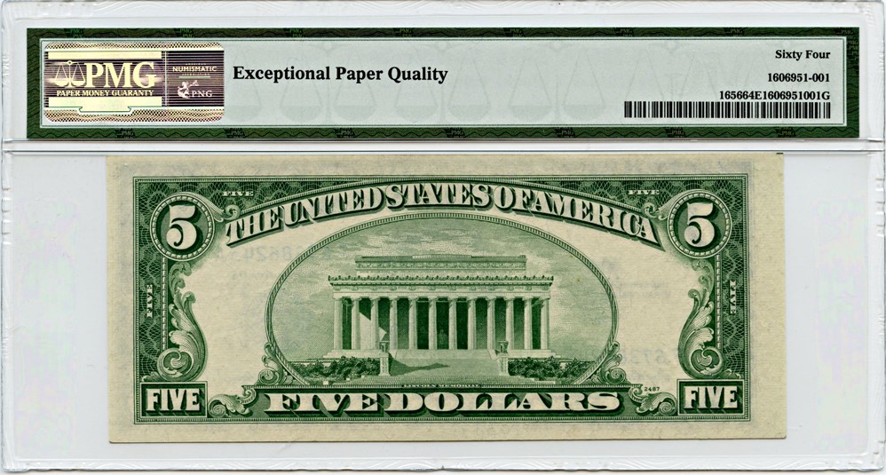image for: FR. 1656 1953A $5 Silver Certificate PMG Choice Unc 64 EPQ