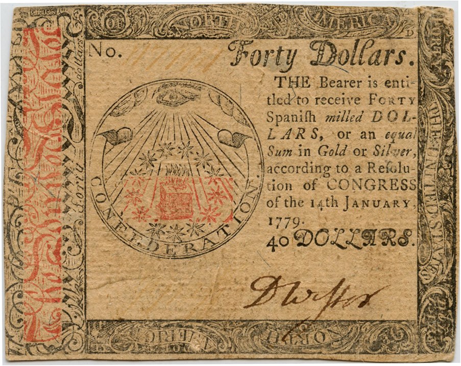image for: FR. CC-95 1779 14-Jan $40 Continental Currency PMG About Unc 50