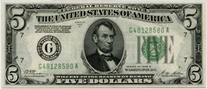 image for: FR. 1952-G 1928B $5 Federal Reserve Note Chicago PMG About Unc 50 EPQ
