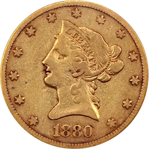image for: 1880-CC $10 PCGS/CAC F15
